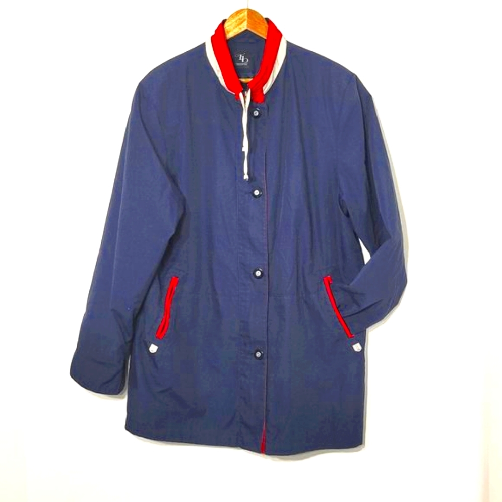 Thunder Bay Vintage Blue Casual Red Jacket Coat Snap Button Front Plus Size 16